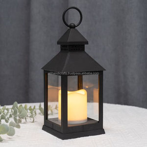 Lanterne à bougie portable en métal avec verre trempé et poignée de transport pour centres de table de mariage - Product Image 2