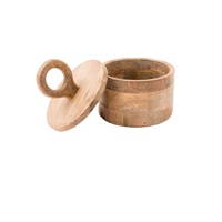 Ensemble de 3 pots en bois de manguier et verre, style américain, écologiques, accessoires de cuisine, pots de rangement pour sucre, café, thé, épices