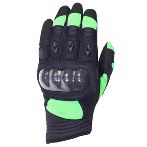 Guantes de Carreras Unisex de Cuero Genuino, Resistentes al Viento, Ligeros, Transpirables, Antideslizantes, con Cierre de Gancho y Bucle, en Negro con Detalles Verdes - Product Image 3