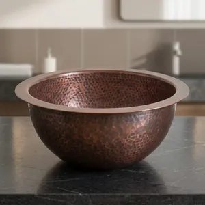 Lavabo de Cobre Mediano con Acabado Antiguo, Hecho a Mano, para Baño - Product Image 5