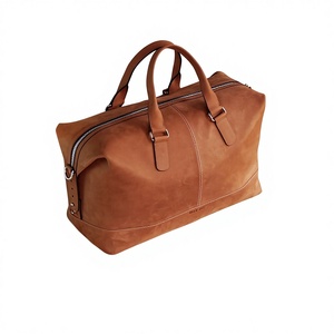 Low MOQ Genuine Leather Unisex <b>Travel</b> Duffle <b>Bag</b> with Zipper Closure Lightweight & Durable Vintage Style Custom Size Made India - Product Image 1