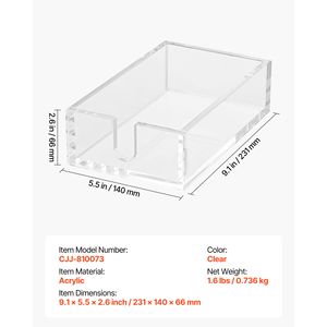 Porte-serviettes en acrylique transparent 9,1 x 5,5 x 2,6 pouces, plateau de rangement pour serviettes de toilette avec ouverture en U, support pour serviettes jetables - Product Image 6