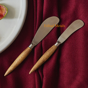 Ensemble de 3 couteaux à fromage en laiton antique martelé, couteaux à fromage en acier inoxydable, finition champagne doré mat - Product Image 3