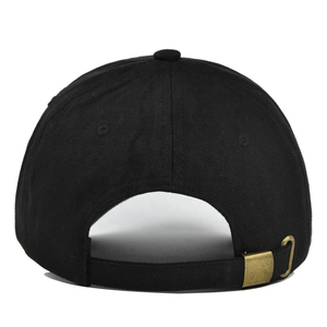 Gorra de Béisbol Negra Sólida Unisex al por Mayor, Gorra de 6 Paneles de Algodón con Hebilla Ajustable de Cobre Dorado - Product Image 3