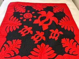 Classy And Trendy 100% Cotton <b>Material</b> Black And <b>Red</b> Color Turtule Patterned Hawaiian Quilts For Home, Hotel Bedding Decor - Product Image 4