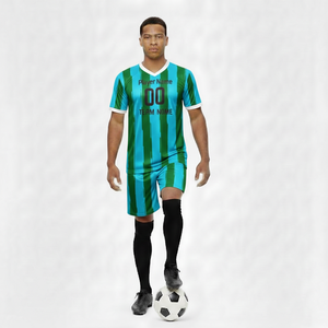 Uniforme de Fútbol Personalizable al por Mayor, Apliques Transpirables de Manga Corta, 100% Poliéster, Paquete Completo, Ropa Deportiva con Nombre del Equipo - Product Image 1