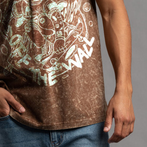 T-shirt tricoté personnalisé pour homme, coupe oversize, effet délavé, imprimé vintage, 100% coton, écologique, respirant, été - Product Image 2