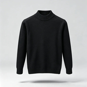 Maßgefertigter OEM Herren Mock Neck Pullover Weinrot Feingestrickter Pullover mit Stehkragen aus Baumwolle - Product Image 5