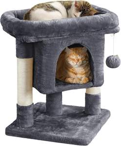 Árbol para Gatos Moderno de Lujo de 23.5 Pulgadas, Torre de 2 Niveles con Poste Rascador de Cuerda de Sisal, Centro de Actividades para Gatos, Mueble de Fácil Montaje - Product Image 1