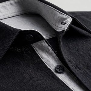 Men's <b>Black</b> Solid Dress <b>Shirt</b> Full Sleeve Turn-down Collar Anti-Wrinkle Poplin Cotton Smart Casual Spring Style - Product Image 6