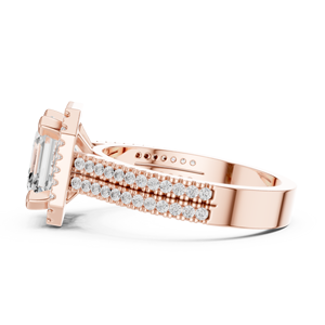 Anillo de Compromiso de Oro de 14K para Mujer con Diamantes Cultivados en Laboratorio, Corte Asscher, Corte Brillante, Engaste Pavé, Certificado IGI, Estilo Geométrico de Lujo - Product Image 3