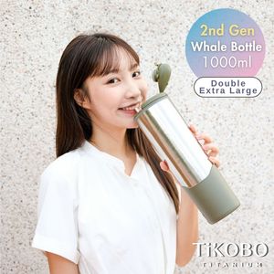 [TiKOBO] Tasse en titane pur 1000ml 2ème génération - Double paroi sous vide - Paille épaisse et étui pour paille offerts - Product Image 1