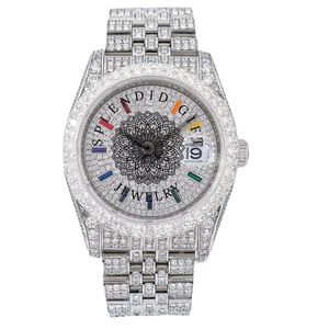 Splendide montre de luxe en diamant, boîtier en argent et moissanite, 28 mm, mouvement à quartz analogique ETA, résistante à l'eau jusqu'à 10 m - Product Image 5