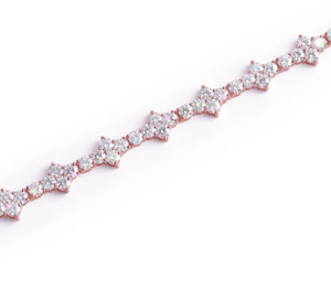 Rose Gold Plated Star Pattern <b>Crystal</b> Tennis <b>Bracelet</b> Women's Classic Style Jewelry Gift - Product Image 2