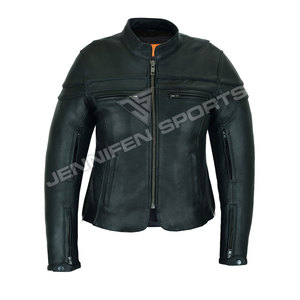 Nueva Chaqueta de Cuero para Motocicleta, Larga y Transpirable, para Mujer, con Logotipo Personalizado y Cierre de Cremallera - Product Image 1