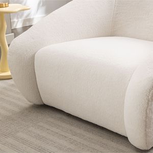 Poltrona Moderna Imbottita Luzern Girevole a 360 Gradi, Colore Bianco Sporco, per Soggiorno - Product Image 6