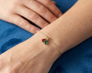 Lab <b>Ruby</b> Emerald Pear Pendant <b>Necklace</b> Gold Plated Bezel Setting Luxury Gemstone Jewelry Wedding Party Women's Gift - Product Image 3