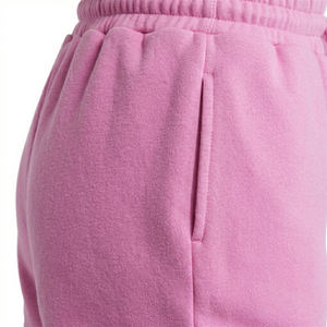 Shorts en molleton rose pour femme, taille haute, avec cordon élastique, couleur unie, coupe droite, tricoté, respirant, style jupe courte - Product Image 5