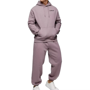 Unisex Gray Hoodie Tracksuit Set Full Sleeve Solid Color Cotton Sweatpants Casual Autumn Wear Loose Fit <b>Jogger</b> Outfit - Product Image 1