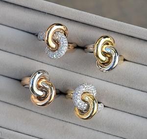 Lab Grown Diamond Interlocked Cocktail <b>Ring</b> Custom Round 14k 18k Solid Gold Statement Knot <b>Dome</b> Luxury Solitaire Band For Women - Product Image 4