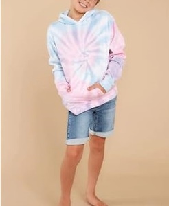 Top Quality Cotton French Terry Emboss Tie Dye Hoodies Kids Boys Heavyweight Toddler Thermal <b>Sweatshirt</b> Child Pullover Hoodie - Product Image 3