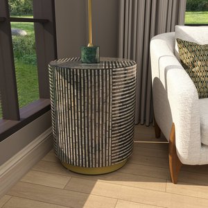 Unique Arabic style Round Mother of Pearl Inlay Side table And Gold Base Contemporary Design For Living Room Decorative - Product Image 5