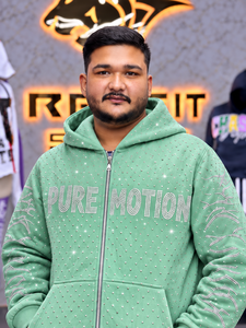 Sweat à capuche zippé personnalisé pour homme, motif menthe et strass, style streetwear, en molleton oversize, entièrement zippé, avec étiquette personnalisée, vêtement d'hiver - Product Image 5