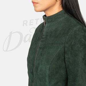 Genuine <b>Suede</b> Leather <b>Jacket</b> for Women Slim Fit Moto Style Stand Zipper Closure Custom Made New Arrival Women's Customize - Product Image 6