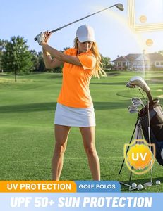 Women's <b>Orange</b> Short Sleeve <b>Polo</b> Shirt Solid Color Quick Dry Knitted Casual Sport Top - Product Image 4