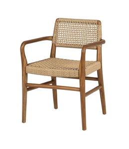 Silla moderna de madera de teca con asiento y respaldo de cuerda natural tejida a mano, para cafetería, hotel y muebles para el hogar, diseño personalizado OEM. - Product Image 3