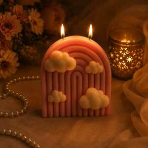 Vela Personalizada para Baby Shower |   Vela Aromática de Cera de Soya con Diseño de Nube Arcoíris y Nombre Personalizado para Decoración Temática de Bebés - Product Image 2