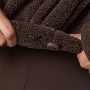 Dark Chocolate Knitted Zipper Jacket <b>Women</b> Cozy Fleece Quarter Zip Top Long Sleeve Stand Breathable Outdoor Casual Comfort Wear - Product Image 3