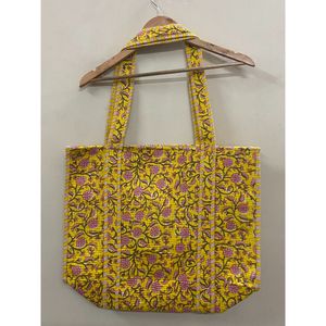 Sac fourre-tout pour femme en coton biologique de couleur unie jaune, style bohème, ouverture supérieure, deux poignées, utilisation toutes saisons, léger, printemps été - Product Image 1