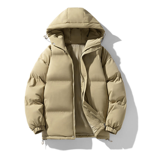 Chaqueta Acolchada con Capucha Azul Claro, Unisex, Informal de Invierno, Ecológica, con Forro de Lana, Resistente al Viento, Corte Holgado, Relleno de Algodón Estándar - Product Image 3
