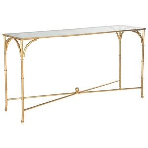 Vintage Steel <b>Console</b> <b>Table</b> Featuring Glass <b>Top</b> Decorative Entryway Furniture For Home Hotel And Office Interiors - Product Image 1