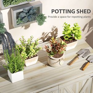 Armadio da Esterno in Legno Naturale Facile da Montare, Casetta da Giardino con Doppia Porta e Ripiani in Resina PVC - Product Image 5