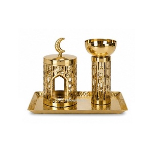 Concept Home Metal Incense <b>Burner</b> Set with Lid and Candle Holder <b>for</b> Aromatherapy Use Arabic Style Black - Product Image 4