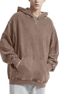 High-Grade Oversized <b>Drop</b> Shoulder Vintage Retro <b>Acid</b> Wash 100% Cotton 480 GSM Pullover Men's Hoodies Streetwear Hip Hop Fashion - Product Image 4