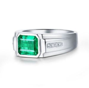 Men's 925 Sterling <b>Silver</b> 14K Gold Plated Bezel Setting <b>Emerald</b> Cut 2 Carat Engagement Wedding <b>Ring</b> Luxury Third Party Certified - Product Image 2