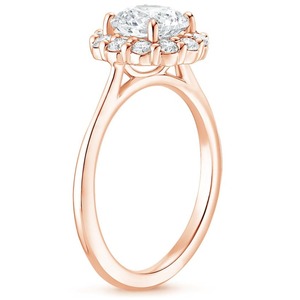 Anillo de Compromiso Ovalado con Halo de 1 Quilate, Anillo de Compromiso Ovalado con Halo, Anillo Ovalado de Oro Rosa - Product Image 2