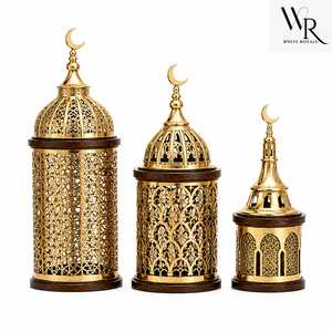 Ensemble de décoration de minaret islamique en métal doré au design moderne, avec calligraphie arabe découpée, statue de minaret de mosquée, décoration de table pour le Ramadan - Product Image 5