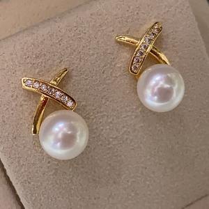 Pendientes de Perlas de Agua Dulce de Zhuji Queen, Nuevo Estilo, 8-9 mm, Plata S925 con Incrustaciones de Circonita, Pendientes de Perlas de Agua Dulce Blancas - Product Image 3