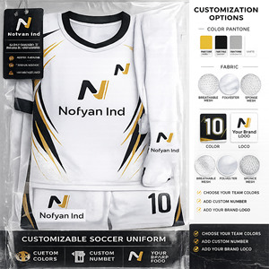 Conjunto de Camiseta de Fútbol para Hombre Nofyan OEM/ODM, Azul y Blanco Sublimado, Manga Corta, Uniforme de Fútbol para Adultos, Corte Regular - Product Image 3
