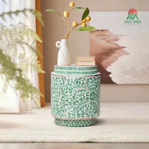 Decoración cilíndrica llamativa, lujosa, con acabado perlado e incrustaciones de cuentas; ideal para hogares, hoteles, salas de estar, mesas de centro. - Product Image 3