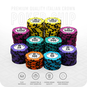 Italian Crown 40mm 14g <b>Clay</b> Poker Chipset with Tray 300/500 Pcs GR-High Quality <b>Set</b> - Product Image 2