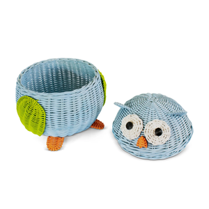 Wholesale Toy Storage <b>Basket</b> Owl Shaped Rattan Handmade Nursery Room Decor Organizer Excellent Kid Toy Storage - Product Image 3