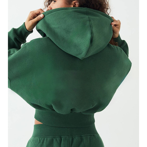 Conjunto Premium Personalizado 2026 al por Mayor de Dos Piezas: Sudadera Corta con Capucha y Pantalones de Chándal para Mujer, de Poliéster/Algodón, Largo hasta la Rodilla, Ajuste Holgado y Oversize - Product Image 5