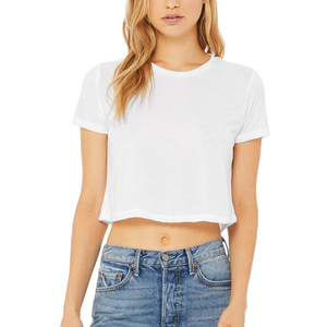 T-shirt court en coton rayé au crochet écologique 2025 pour femme, chemise courte pour femme avec remise OEM en gros - Product Image 4