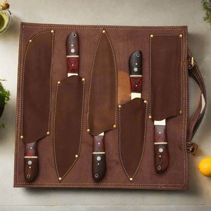 Juego de Cuchillos de Cocina Hechos a Mano con Hoja de Acero de Damasco y Mango de Madera, Juego de Cuchillos para Exteriores de 5 Piezas - Product Image 6