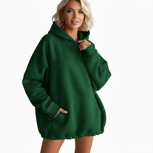 Sweat à capuche tricoté surdimensionné pour femme, service OEM, haute qualité, polaire doux et confortable, pull décontracté streetwear, coupe ample, chaud pour l'hiver - Product Image 3